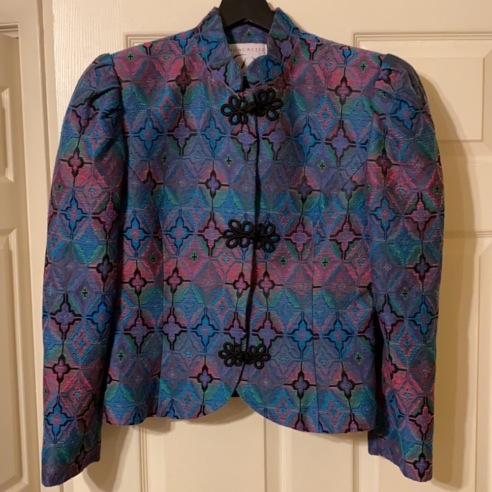 Vintage Doncaster colorful tapestry brocade fitted suit jacket, size 14